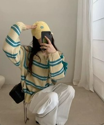 ボーダーニットカーディガン