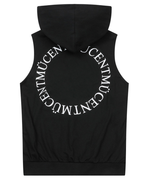 MUCENT(ムセント)の「ディアルメタルロゴバックラウンドサイドスナップフードスリーブレスナシ(Tシャツ/カットソー・レディース・ブラック・FREE)」の3枚目の写真