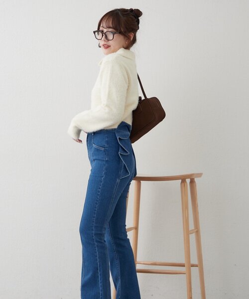 continuer de NICE CLAUP(コンティニューデナイスクラップ)の「【HolidayCollection】フェザーポロニット(ニット/セーター・レディース・ブラック/アイボリー/レッド・FREE)」の22枚目の写真
