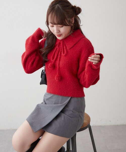 HolidayCollection】フェザーポロニット（ニット/セーター