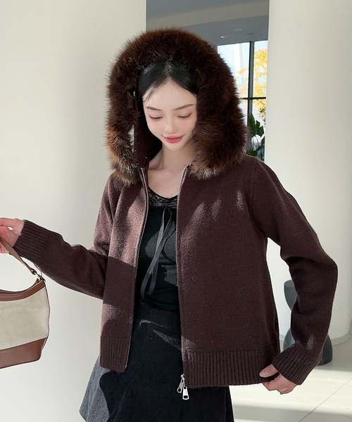 極美品★Drawer★ふわふわアルパカシャギーブルゾン★フーディ セール】【mily bilet】今期主役級ふわふわアウター。ミックスシャギー