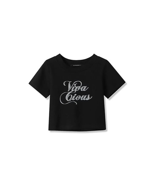 Vivacious(ビバシャス)の「Vivadoll Crop T-shirt - 3COL(Tシャツ/カットソー・レディース・ブラック/ホワイト/チャコール・MEDIUM/SMALL)」の1枚目の写真