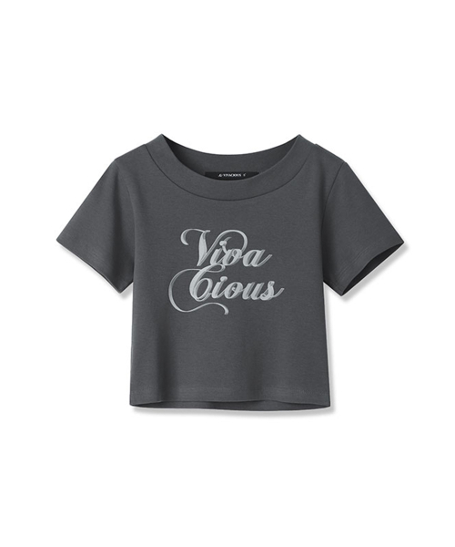 Vivacious(ビバシャス)の「Vivadoll Crop T-shirt - 3COL(Tシャツ/カットソー・レディース・ブラック/ホワイト/チャコール・MEDIUM/SMALL)」の4枚目の写真