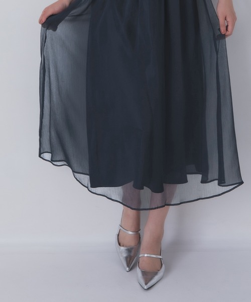 Rose of Sharon(ローズオブシャロン)の「シアー切替カシュクール風フレアドレス(ドレス・レディース・ネイビー/チャコール/モカ/ダークラベンダー/カーキ/ブラック・S/M/L)」の22枚目の写真