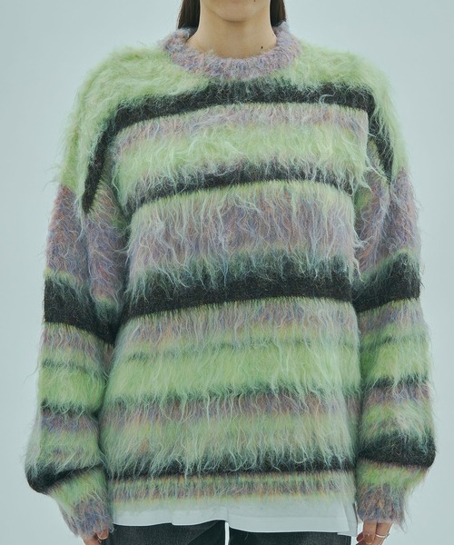 ROSE BUD（ローズバッド）の「STRIPE KNIT TOP（ニット/セーター・レディース・イエロー/グリーン/ブルー・ONE SIZE）」の4枚目の写真