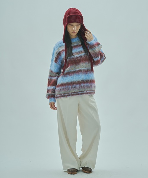 ROSE BUD（ローズバッド）の「STRIPE KNIT TOP（ニット/セーター・レディース・イエロー/グリーン/ブルー・ONE SIZE）」の9枚目の写真