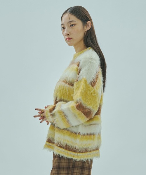 ROSE BUD（ローズバッド）の「STRIPE KNIT TOP（ニット/セーター・レディース・イエロー/グリーン/ブルー・ONE SIZE）」の15枚目の写真