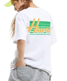 ハワイバックプリント半袖Tシャツライトグレー