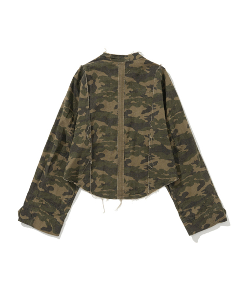 ERER(エルエル)の「カモフラージュリップストップクロップジャケット カーキ(ミリタリージャケット・レディース・カーキ・FREE)」の2枚目の写真
