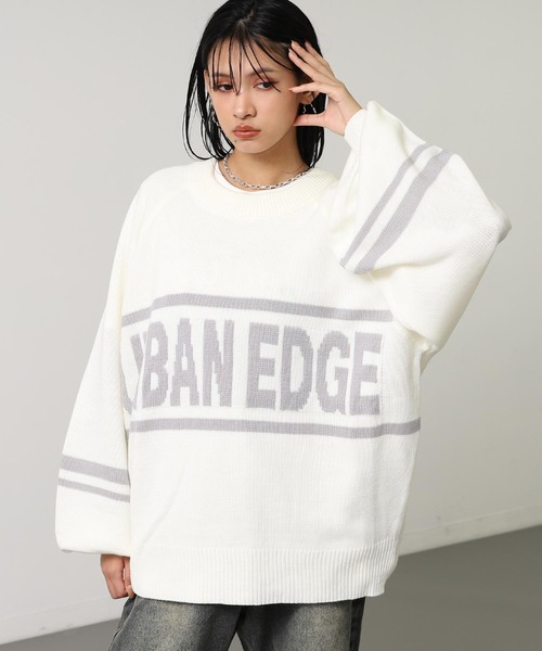 ANAP(アナップ)の「ジャカードロゴ ボリュームスリーブニットトップス(ニット/セーター・レディース・アイボリー/ダークアッシュ/ブルー・F)」の5枚目の写真