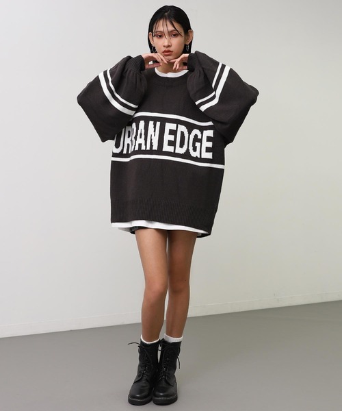 ANAP(アナップ)の「ジャカードロゴ ボリュームスリーブニットトップス(ニット/セーター・レディース・アイボリー/ダークアッシュ/ブルー・F)」の17枚目の写真