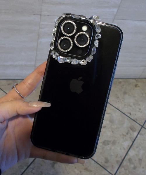 キラキラ ラインストーン iPhoneケース レンズカバー付き