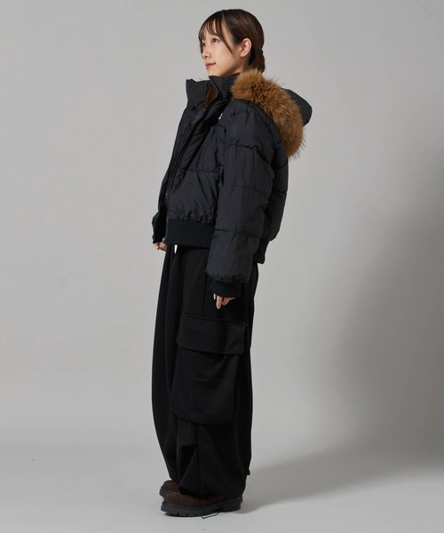 Chick（チック）の「Short-Length Quilted N-2B Jacket / ショート丈 中綿入り N-2B風ジャケット（ダウンジャケット/コート・レディース・ブラック・FREE）」の7枚目の写真