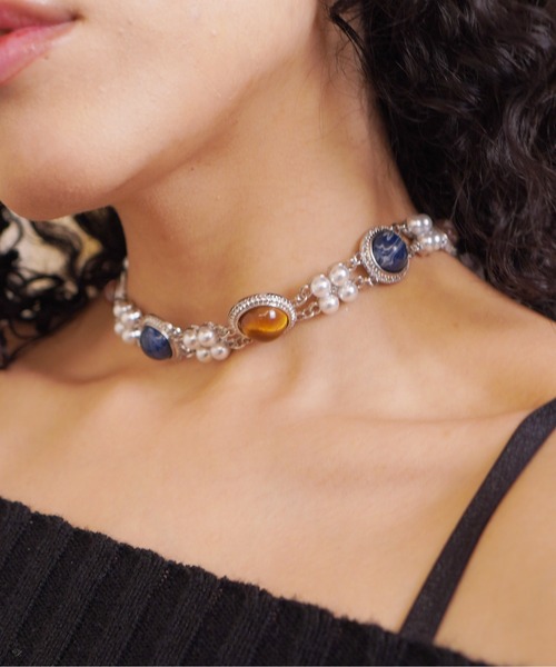 IMARI（イマリ）の「【 IMARI / イマリ 】 ヴィンテージライク ストーン デザイン チョーカー（ネックレス・レディース・シルバー/ゴールド・FREE）」の5枚目の写真