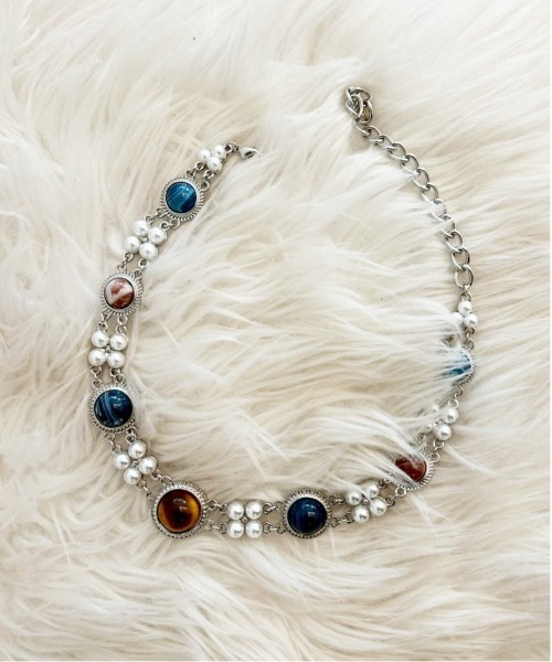 IMARI（イマリ）の「【 IMARI / イマリ 】 ヴィンテージライク ストーン デザイン チョーカー（ネックレス・レディース・シルバー/ゴールド・FREE）」の9枚目の写真