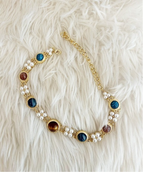 IMARI（イマリ）の「【 IMARI / イマリ 】 ヴィンテージライク ストーン デザイン チョーカー（ネックレス・レディース・シルバー/ゴールド・FREE）」の10枚目の写真