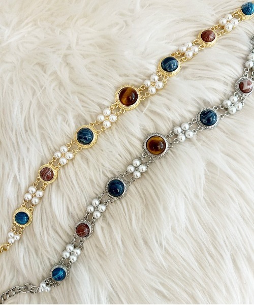 IMARI（イマリ）の「【 IMARI / イマリ 】 ヴィンテージライク ストーン デザイン チョーカー（ネックレス・レディース・シルバー/ゴールド・FREE）」の11枚目の写真