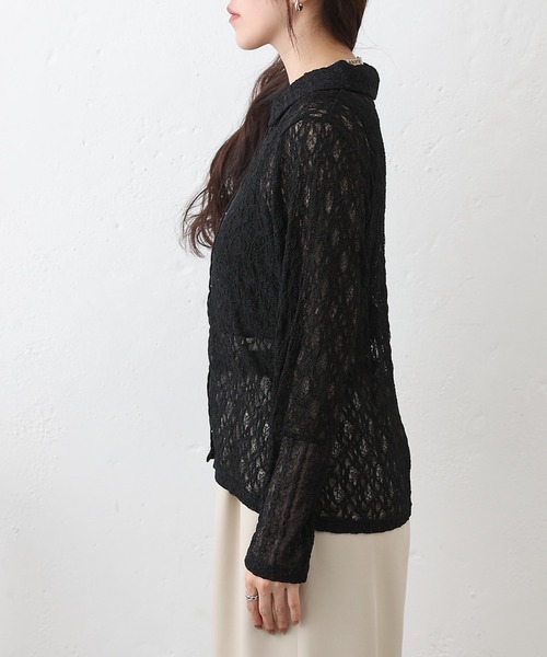 COLONY 2139（コロニートゥーワンスリーナイン）の「レース切替フロントホックシャツカーデ（シャツ/ブラウス・レディース・ブラック/アイボリー・FREE）」の20枚目の写真