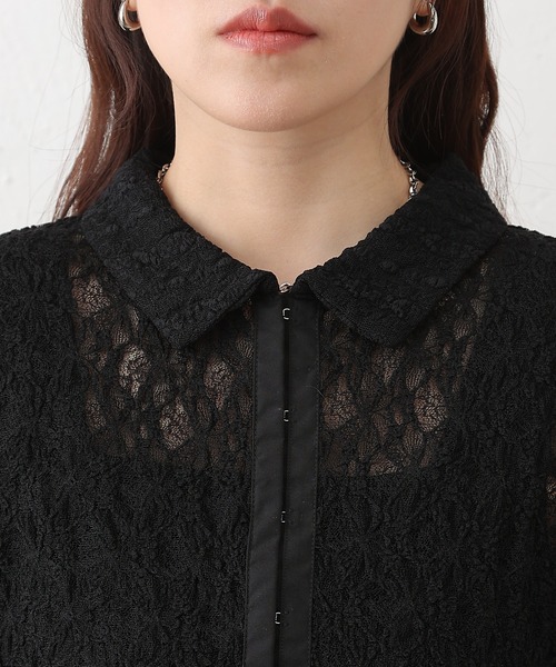 COLONY 2139（コロニートゥーワンスリーナイン）の「レース切替フロントホックシャツカーデ（シャツ/ブラウス・レディース・ブラック/アイボリー・FREE）」の22枚目の写真
