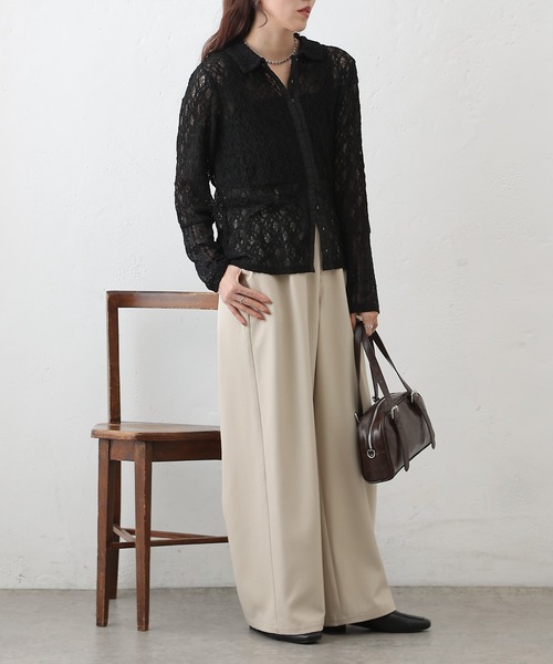 COLONY 2139（コロニートゥーワンスリーナイン）の「レース切替フロントホックシャツカーデ（シャツ/ブラウス・レディース・ブラック/アイボリー・FREE）」の18枚目の写真