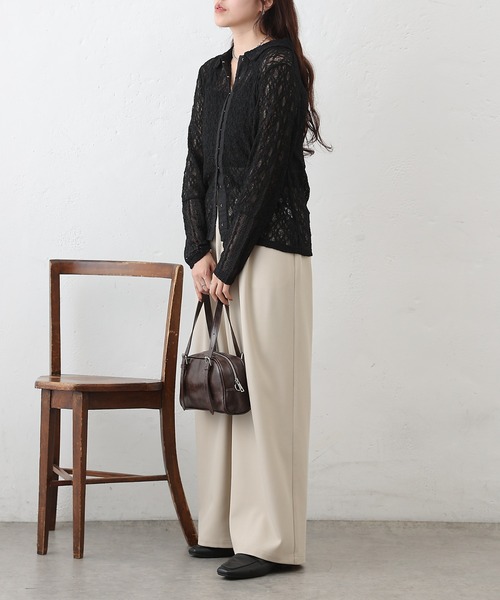 COLONY 2139（コロニートゥーワンスリーナイン）の「レース切替フロントホックシャツカーデ（シャツ/ブラウス・レディース・ブラック/アイボリー・FREE）」の16枚目の写真
