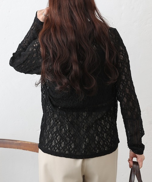 COLONY 2139（コロニートゥーワンスリーナイン）の「レース切替フロントホックシャツカーデ（シャツ/ブラウス・レディース・ブラック/アイボリー・FREE）」の13枚目の写真