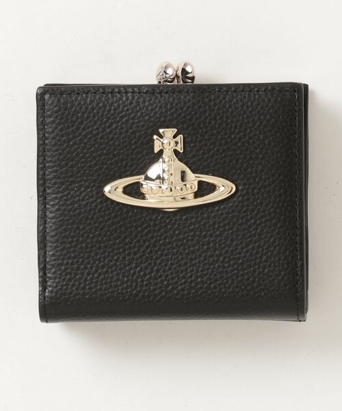 Vivienne Westwood ブラックケース 財布 光沢 牛革 EXECUTIVE LEATHER BIFOLD CLASP WALLET（Tシャツ/カットソー
