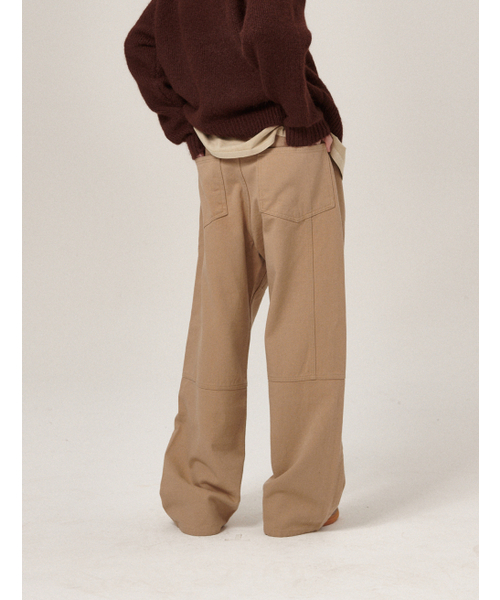 FLATWAVE IN SEOUL(フラットウェーブインソウル)の「Vee Wide Cotton Pants Beige(その他パンツ・メンズ・その他・SMALL/MEDIUM/LARGE/X-LARGE)」の4枚目の写真