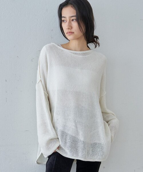 SHENERY（シーナリー）の「リネンオーバーニット（ニット/セーター・レディース・ブラック/オフホワイト/ベージュ・FREE）」の2枚目の写真