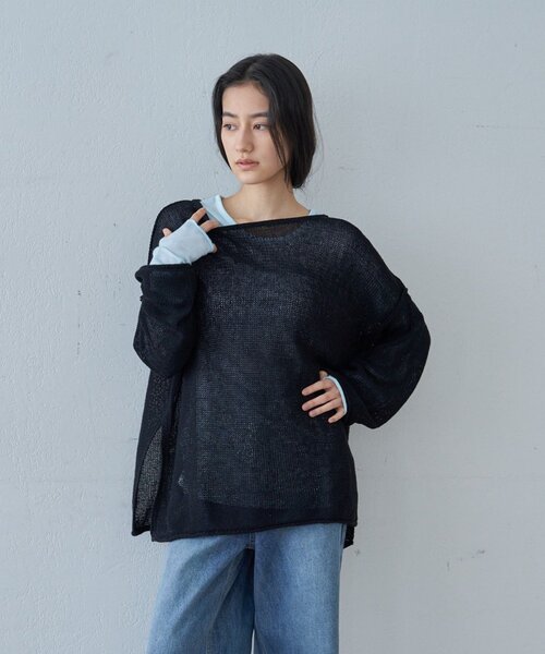 SHENERY（シーナリー）の「リネンオーバーニット（ニット/セーター・レディース・ブラック/オフホワイト/ベージュ・FREE）」の21枚目の写真