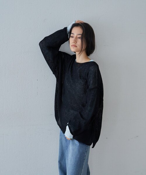 SHENERY（シーナリー）の「リネンオーバーニット（ニット/セーター・レディース・ブラック/オフホワイト/ベージュ・FREE）」の20枚目の写真