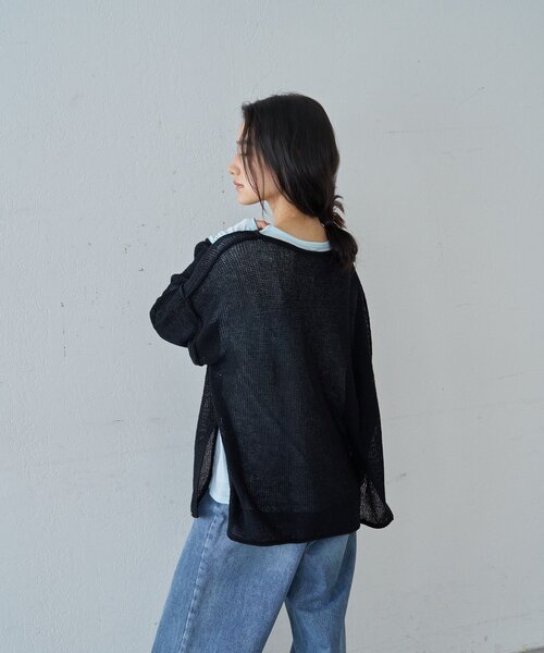 SHENERY（シーナリー）の「リネンオーバーニット（ニット/セーター・レディース・ブラック/オフホワイト/ベージュ・FREE）」の19枚目の写真