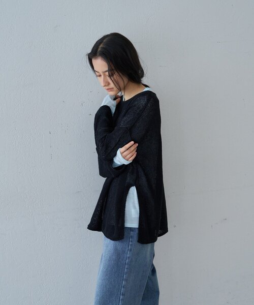 SHENERY（シーナリー）の「リネンオーバーニット（ニット/セーター・レディース・ブラック/オフホワイト/ベージュ・FREE）」の18枚目の写真