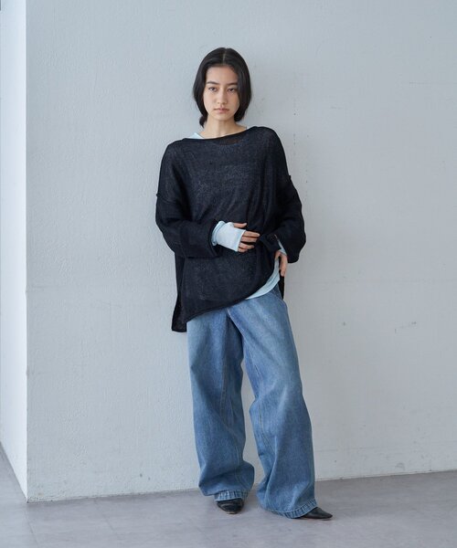 SHENERY（シーナリー）の「リネンオーバーニット（ニット/セーター・レディース・ブラック/オフホワイト/ベージュ・FREE）」の17枚目の写真