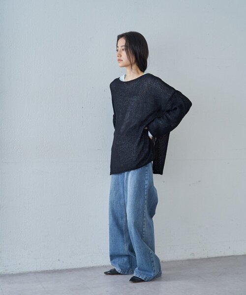 SHENERY（シーナリー）の「リネンオーバーニット（ニット/セーター・レディース・ブラック/オフホワイト/ベージュ・FREE）」の16枚目の写真