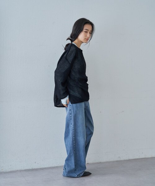 SHENERY（シーナリー）の「リネンオーバーニット（ニット/セーター・レディース・ブラック/オフホワイト/ベージュ・FREE）」の14枚目の写真