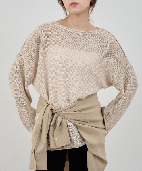 SHENERY（シーナリー）の「リネンオーバーニット（ニット/セーター・レディース・ブラック/オフホワイト/ベージュ・FREE）」の8枚目の写真