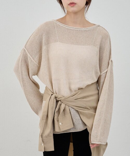 SHENERY（シーナリー）の「リネンオーバーニット（ニット/セーター・レディース・ブラック/オフホワイト/ベージュ・FREE）」の5枚目の写真