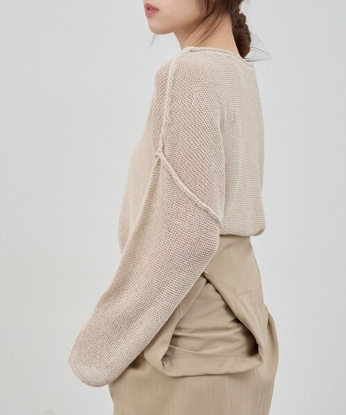 SHENERY（シーナリー）の「リネンオーバーニット（ニット/セーター・レディース・ブラック/オフホワイト/ベージュ・FREE）」の4枚目の写真