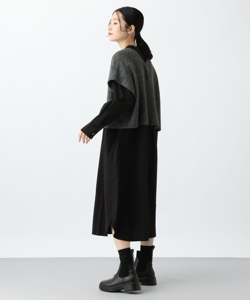 studio CLIP（スタディオクリップ）の「《natural by clip》7ゲージニットベスト×シャツワンピース（シャツワンピース・レディース・ブラック/アイボリー・FREE）」の17枚目の写真