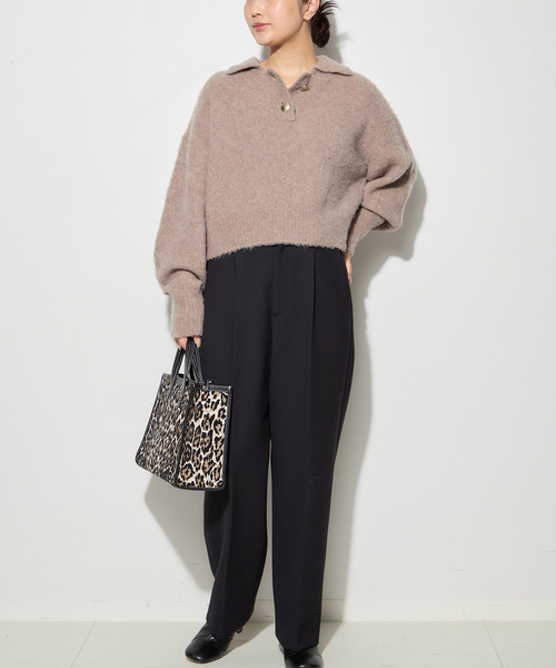 journal standard L'essage(ジャーナルスタンダードレサージュ)の「MOUSSEキモウプルオーバー(ニット/セーター・レディース・ブラック/ベージュ・FREE)」の8枚目の写真