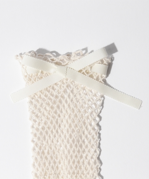 Ray BEAMS(レイビームス)の「Ray BEAMS / トーション リボン ソックス(ソックス/靴下・レディース・オフホワイト/ブラック・ONE SIZE)」の6枚目の写真