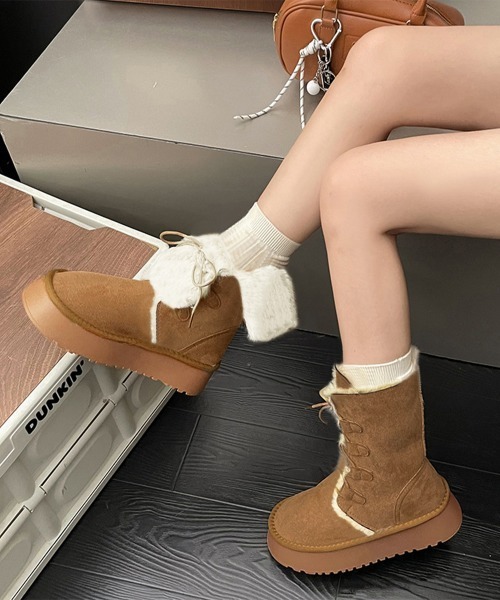 Miniministore(ミニミニストア)の「ボアムートンブーツ裏起毛 厚底ブーツ冬靴(ブーツ・レディース・キャメル・24.5cm/24.0cm/23.5cm/23.0cm/22.5cm)」の5枚目の写真