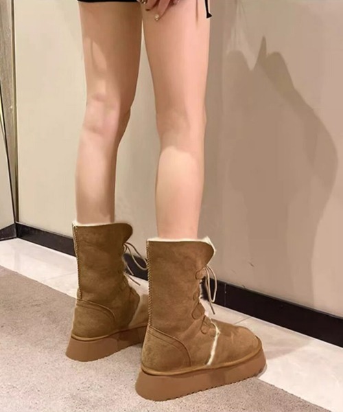 Miniministore(ミニミニストア)の「ボアムートンブーツ裏起毛 厚底ブーツ冬靴(ブーツ・レディース・キャメル・24.5cm/24.0cm/23.5cm/23.0cm/22.5cm)」の9枚目の写真