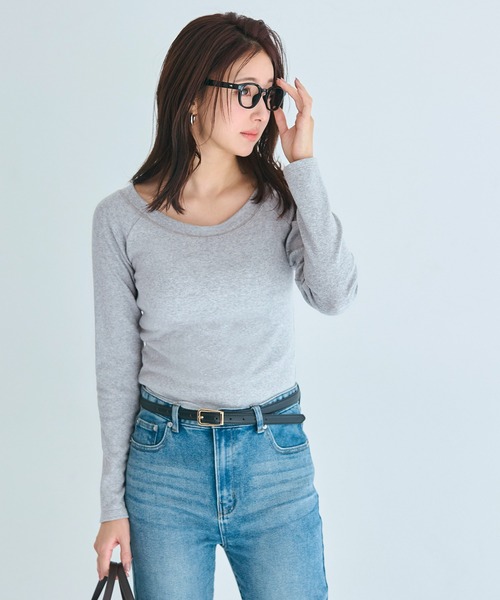 coca(coca)(コカ)の「ラグランオフショルダーロングTシャツ(Tシャツ/カットソー・レディース・グレー/ブラック/ホワイト・XL/S/M/L)」の13枚目の写真