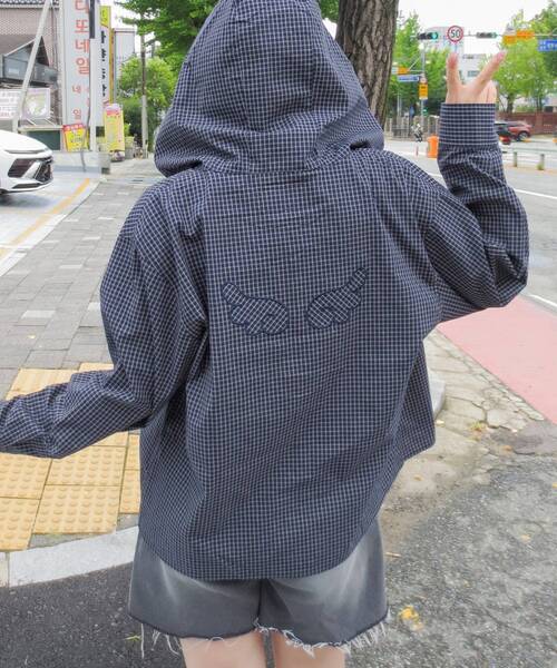 SEQUENZ（シークエンズ）の「※WEB限定 / フード付き / レディースエンジェル長袖シャツ / sqnz angel hooded l/s shirts（シャツ/ブラウス・レディース・ライトブルー/ネイビー/グリーン系その他・MEDIUM/SMALL）」の3枚目の写真