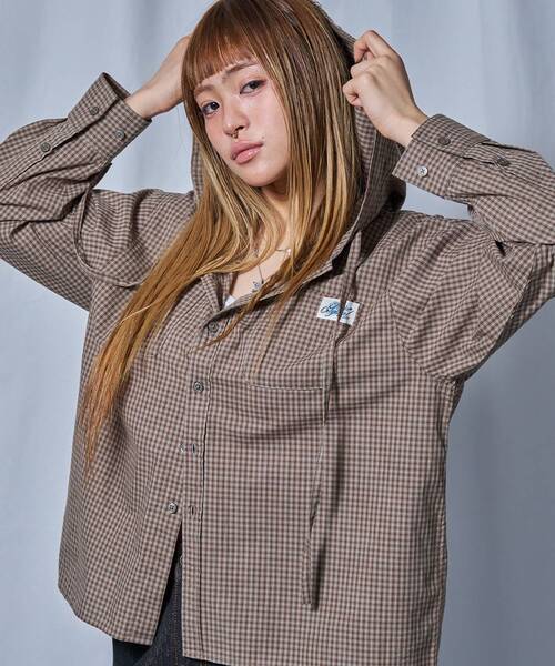 SEQUENZ（シークエンズ）の「※WEB限定 / フード付き / レディースエンジェル長袖シャツ / sqnz angel hooded l/s shirts（シャツ/ブラウス・レディース・ライトブルー/ネイビー/グリーン系その他・MEDIUM/SMALL）」の4枚目の写真