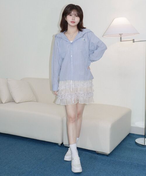 SEQUENZ（シークエンズ）の「※WEB限定 / フード付き / レディースエンジェル長袖シャツ / sqnz angel hooded l/s shirts（シャツ/ブラウス・レディース・ライトブルー/ネイビー/グリーン系その他・MEDIUM/SMALL）」の12枚目の写真