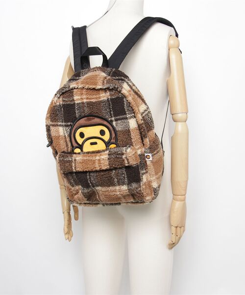 BABY MILO FAUX FUR CHECK MEDIUM BACKPACK（ショルダーバッグ）｜A