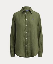 ◾︎現行QRタグ◾︎ ポロラルフローレン 長袖シャツ ブラウス リネン 麻 グリーン POLO RALPH LAUREN｜ポロ ラルフ ローレンのシャツ/ブラウス（グリーン